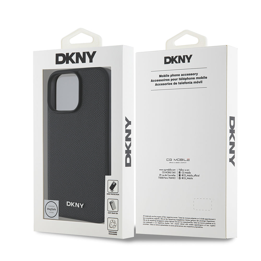 Apple iPhone 16 Pro Kılıf DKNY Orjinal Lisanslı M-safe Şarj Özellikli Metal Logolu PU Deri Grained Kapak