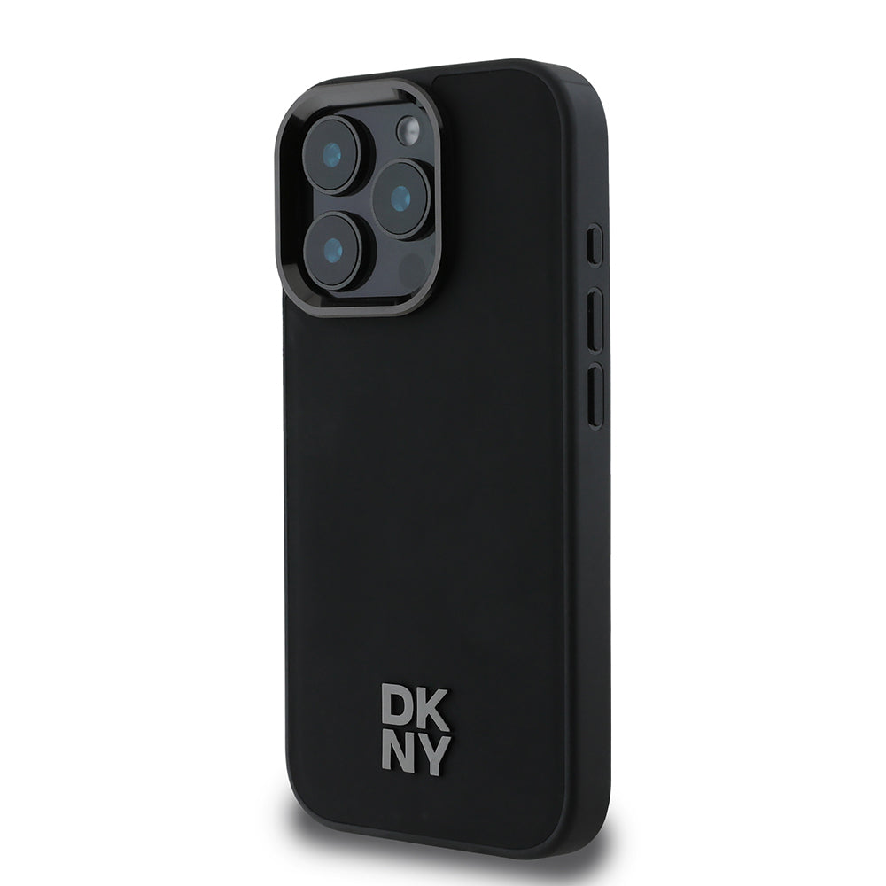 Apple iPhone 16 Pro Kılıf DKNY Orjinal Lisanslı M-safe Şarj Özellikli Metal Logolu PU Deri Plain Kapak
