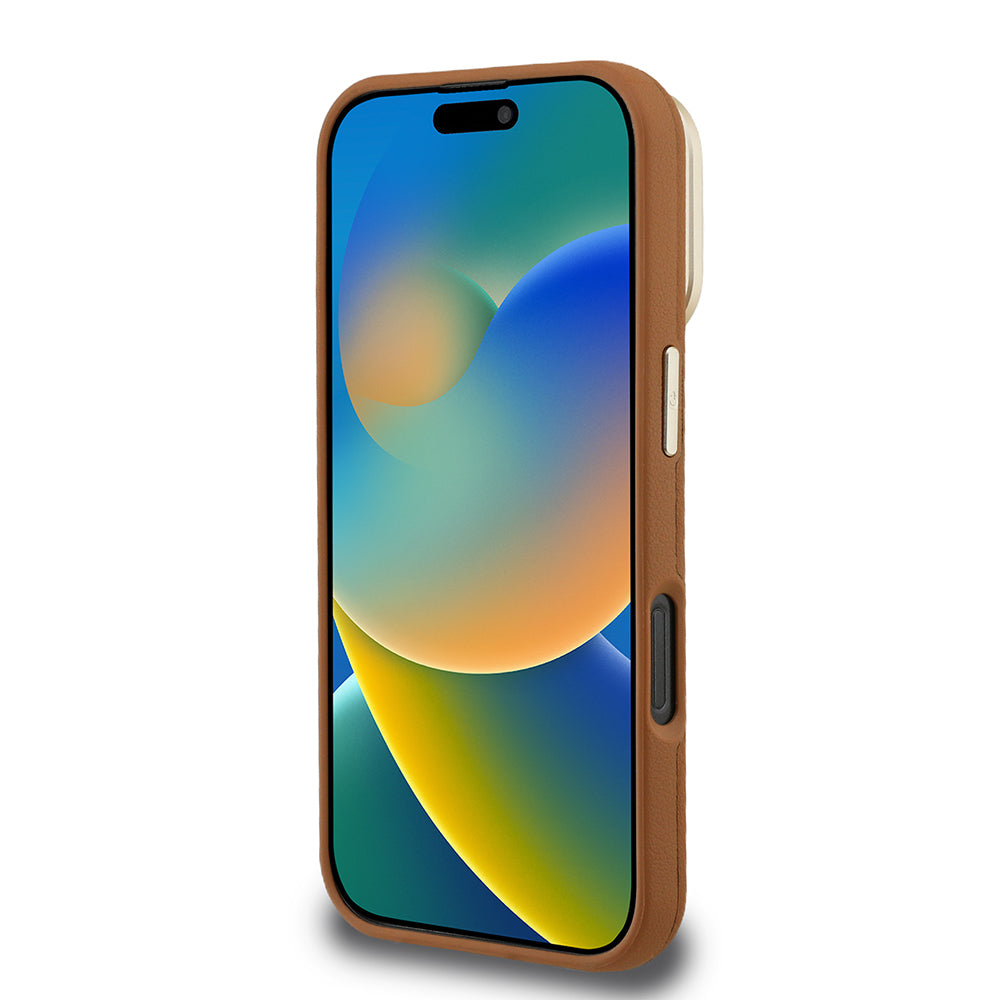 Apple iPhone 16 Pro Kılıf Guess Orjinal Lisanslı Grained Yazı Logolu Kamera Standlı Kapak