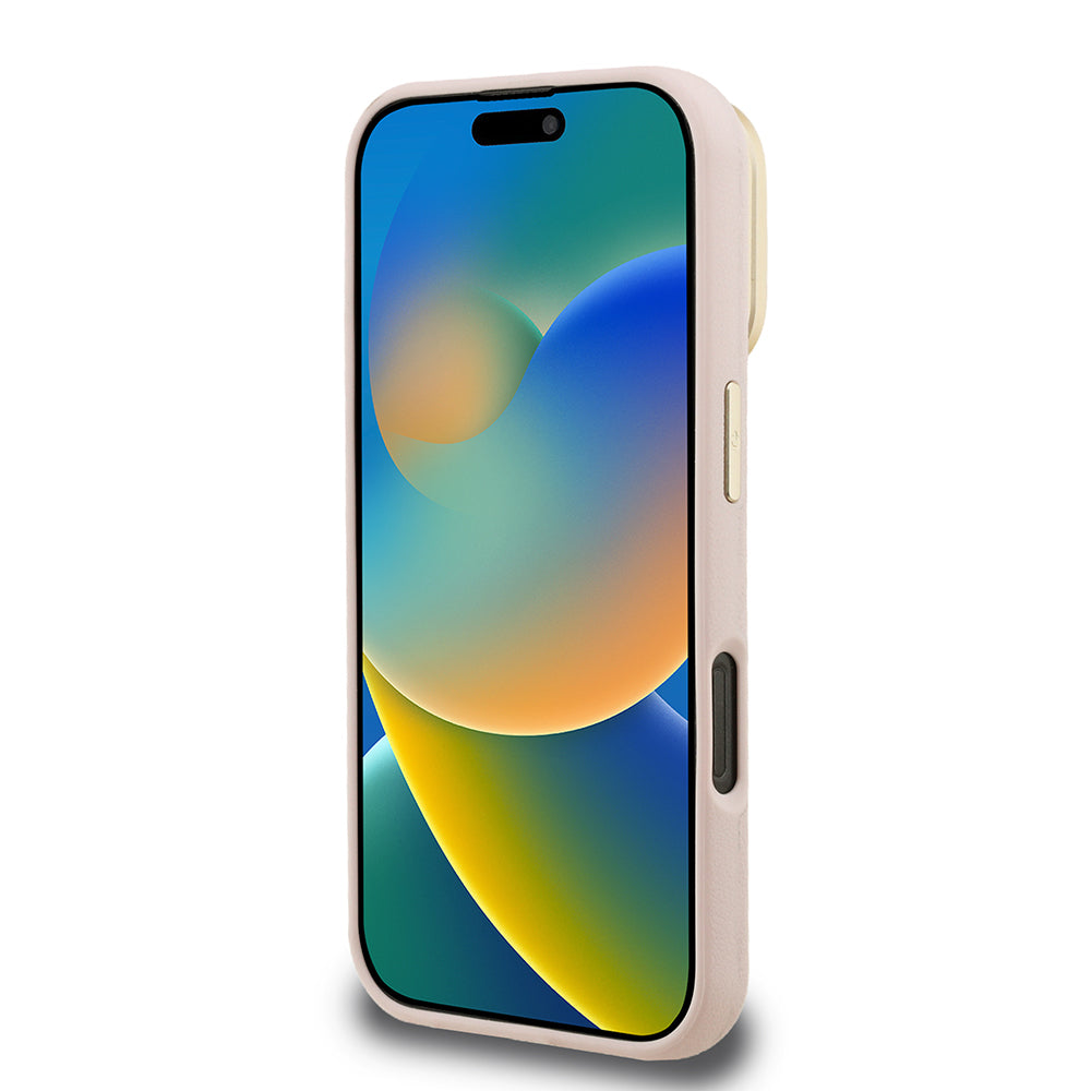 Apple iPhone 16 Pro Kılıf Guess Orjinal Lisanslı Grained Yazı Logolu Kamera Standlı Kapak