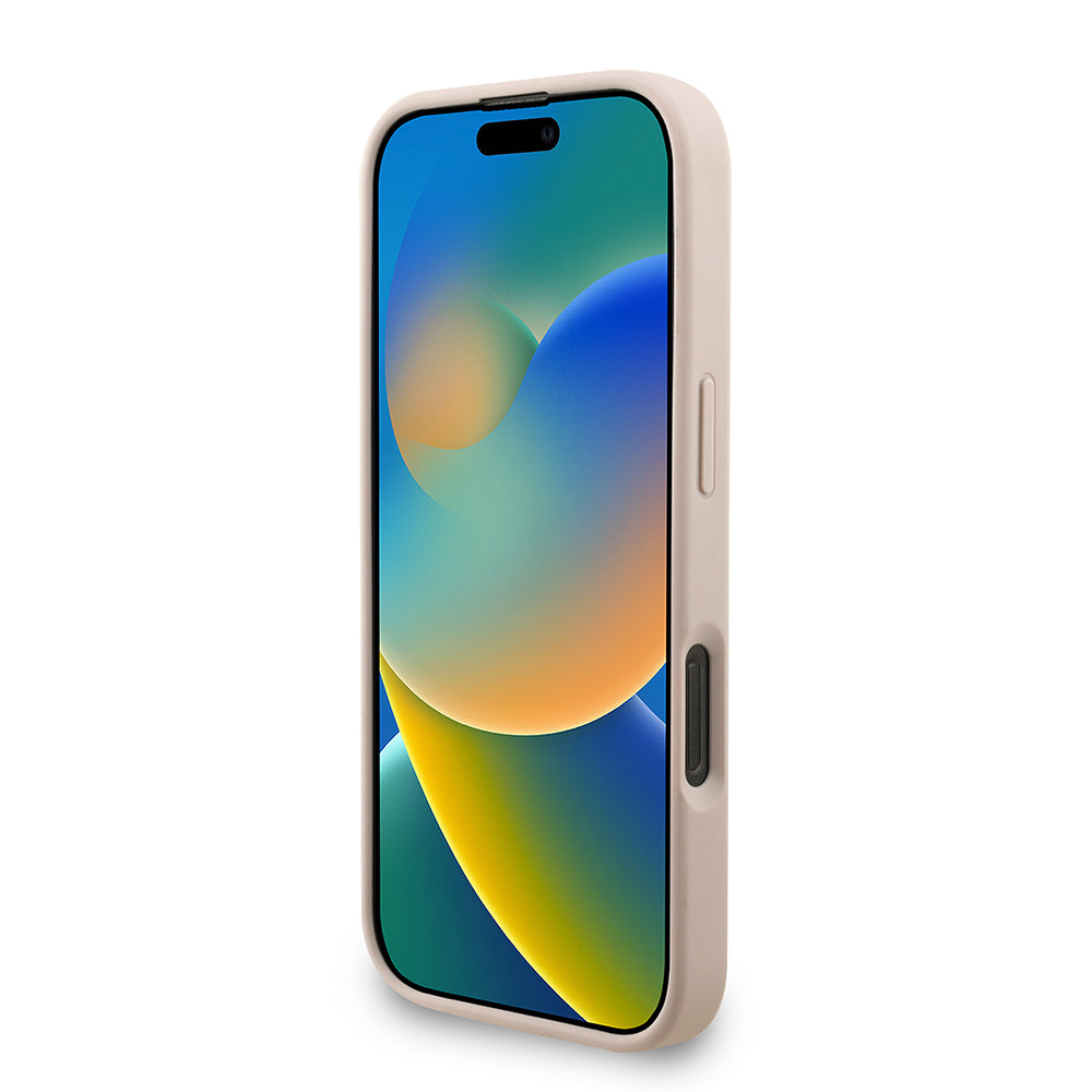 Apple iPhone 16 Pro Kılıf Guess Orjinal Lisanslı M-safe Şarj Özellikli PU Deri Bilek Askı İpli Yazı Logolu Kapak