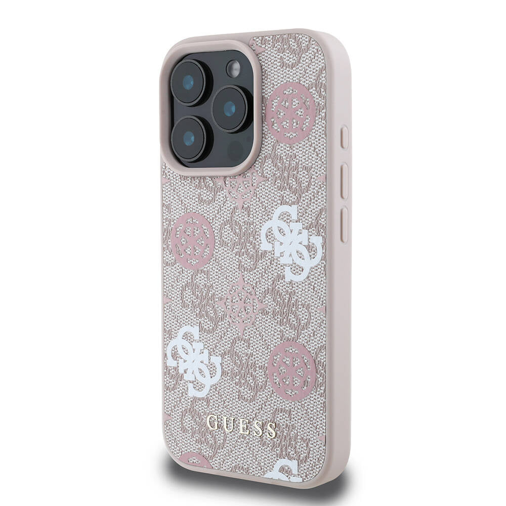 Apple iPhone 16 Pro Kılıf Guess Orjinal Lisanslı M-safe Şarj Özellikli 4G Desenli Yazı Logolu Peony Kapak