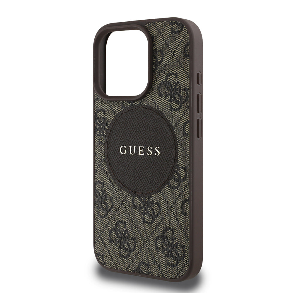 Apple iPhone 16 Pro Kılıf Guess Orjinal Lisanslı M-safe Şarj Özellikli Yazı Logolu Circle Classic Kapak