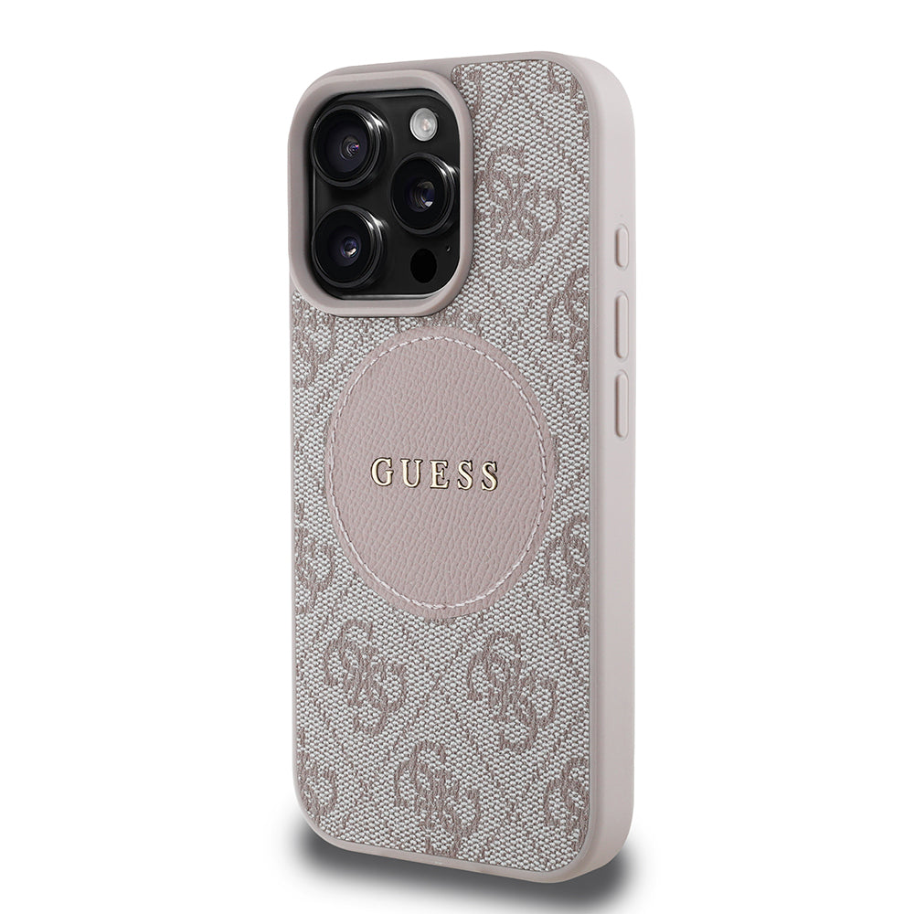 Apple iPhone 16 Pro Kılıf Guess Orjinal Lisanslı M-safe Şarj Özellikli Yazı Logolu Circle Classic Kapak