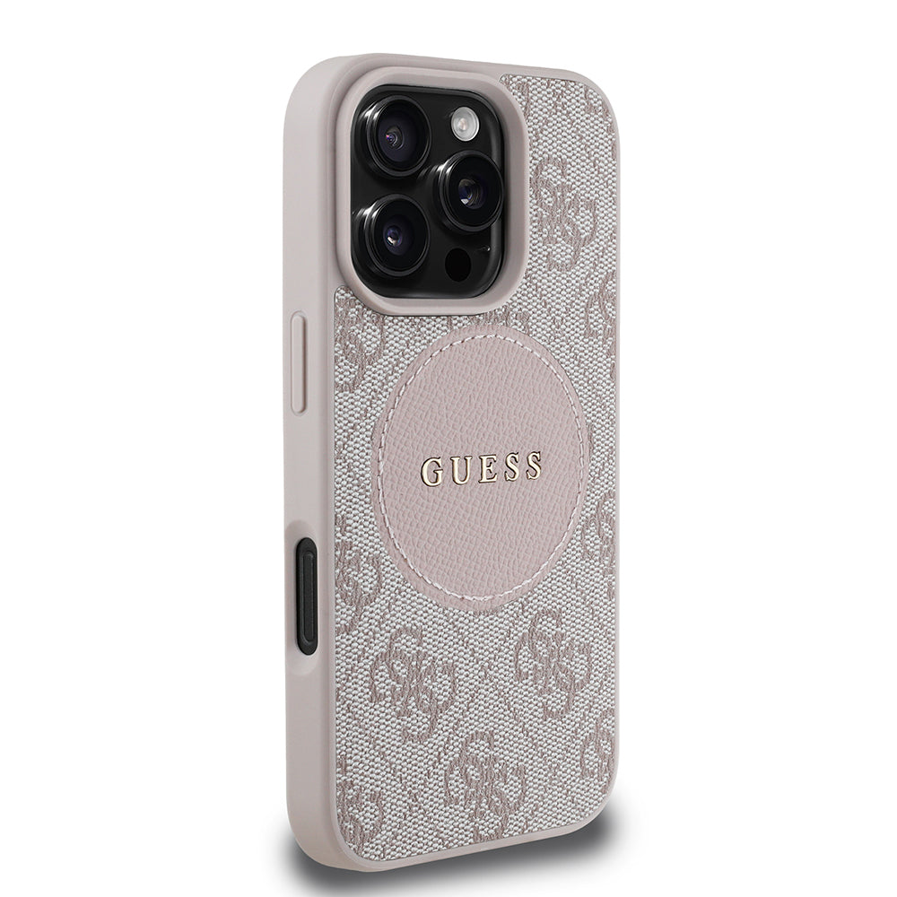 Apple iPhone 16 Pro Kılıf Guess Orjinal Lisanslı M-safe Şarj Özellikli Yazı Logolu Circle Classic Kapak