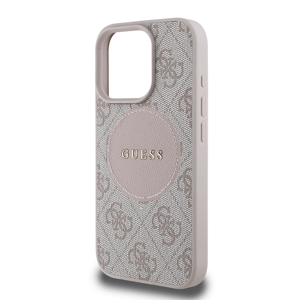 Apple iPhone 16 Pro Kılıf Guess Orjinal Lisanslı M-safe Şarj Özellikli Yazı Logolu Circle Classic Kapak