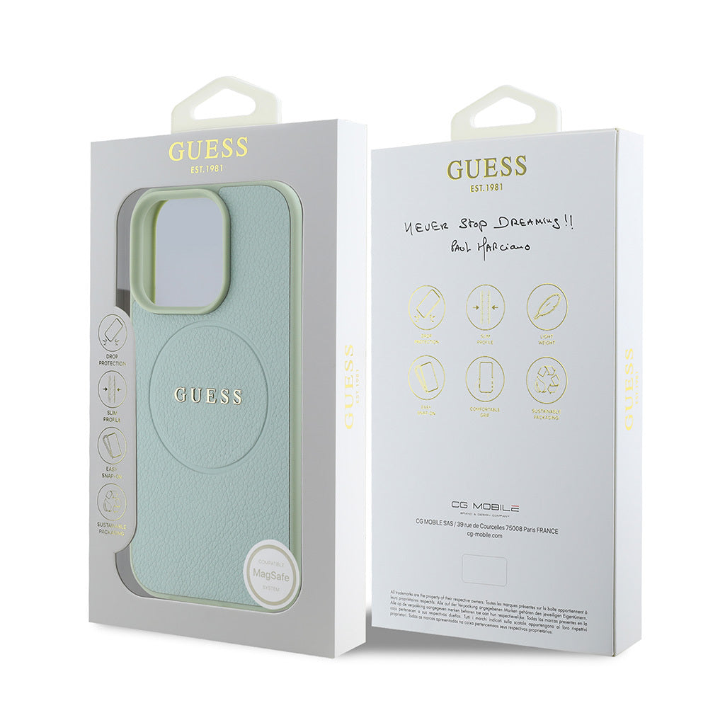 Apple iPhone 16 Pro Kılıf Guess Orjinal Lisanslı M-safe Şarj Özellikli Yazı Logolu Grained Kapak