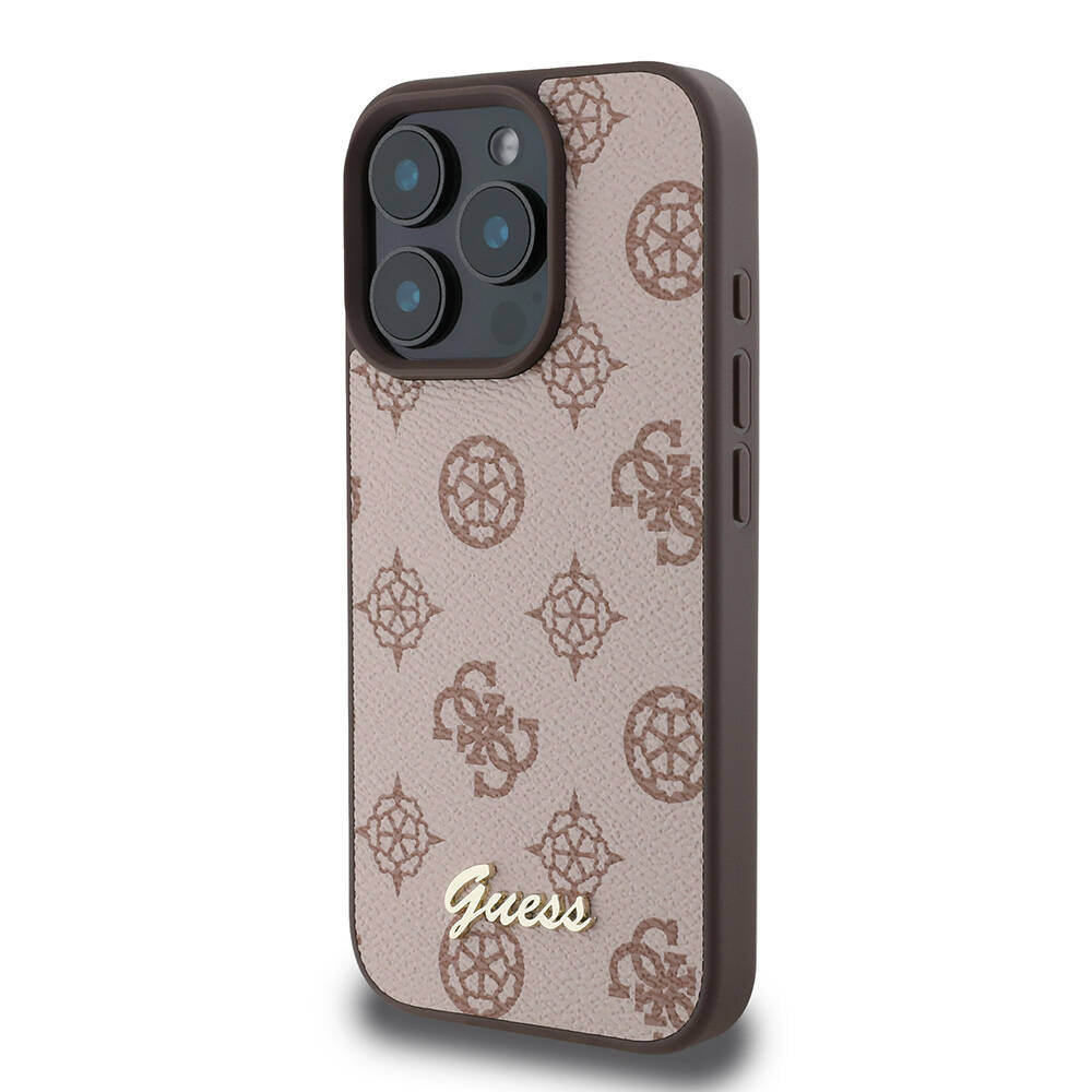 Apple iPhone 16 Pro Kılıf Guess Orjinal Lisanslı M-safe Şarj Özellikli Yazı Logolu Peony Kapak