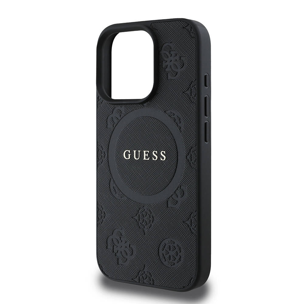 Apple iPhone 16 Pro Kılıf Guess Orjinal Lisanslı M-safe Şarj Özellikli Yazı Logolu Saffiano Peony Kapak