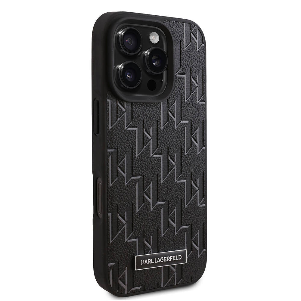 Apple iPhone 16 Pro Kılıf Karl Lagerfeld Orjinal Lisanslı M-safe Şarj Özellikli KL Yazılı Hot Stamp Kapak