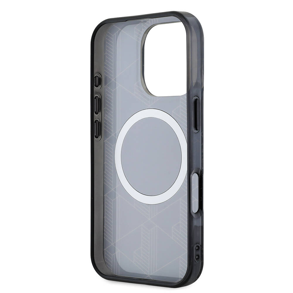 Apple iPhone 16 Pro Kılıf Lacoste Orjinal Lisanslı M-safe Şarj Özellikli IML Baskılı Gümüş Timsah Logolu Monogram Kapak