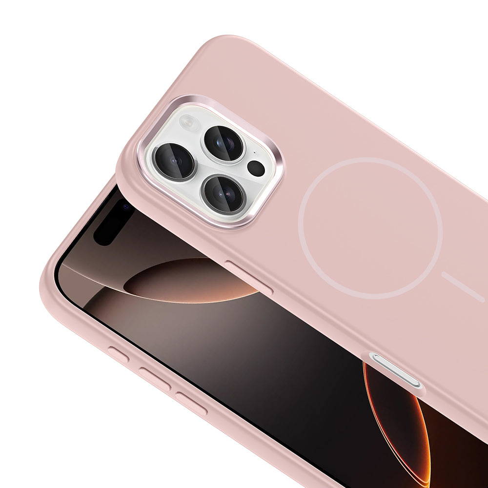Apple iPhone 16 Pro Kılıf M-Safe Şarj Özellikli Metal Kamera Çerçeveli Zore Edi Silikon Kapak