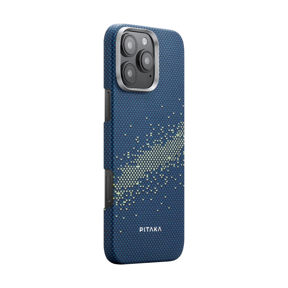 Apple iPhone 16 Pro Kılıf M-safe Şarj Özellikli Aramid Fiber Pitaka Tactile Woven Starpeak Serisi Milky Way Galaxy Kapak