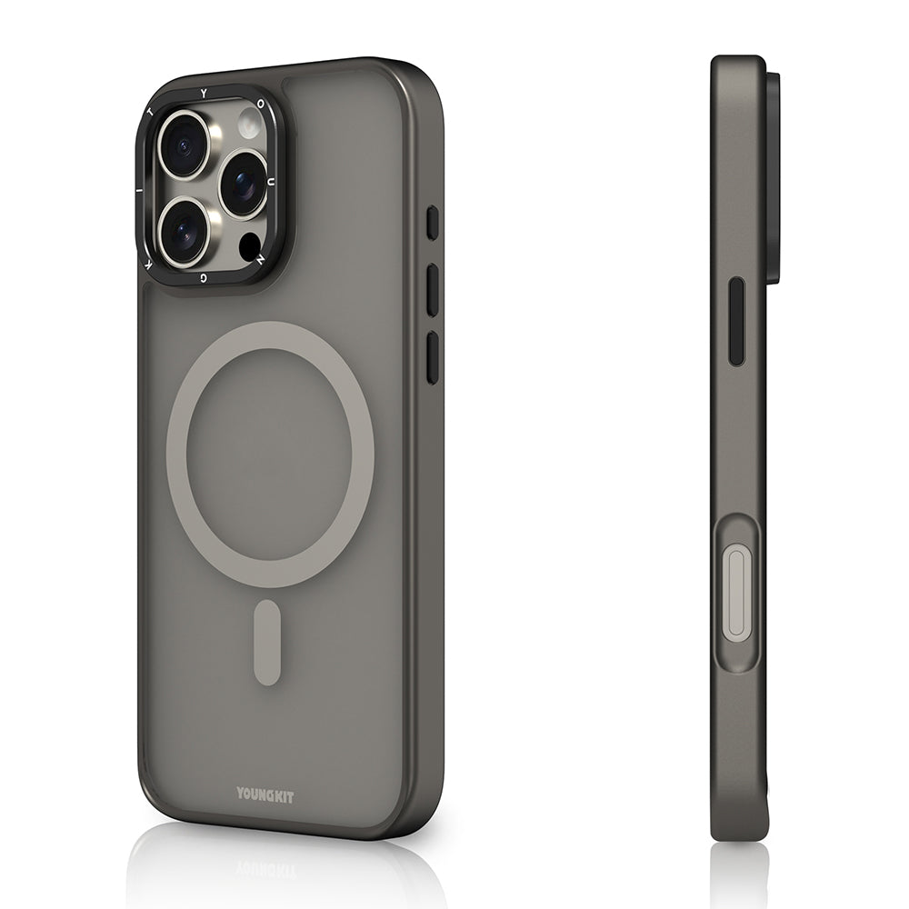Apple iPhone 16 Pro Kılıf M-safe Şarj Özellikli Cam Arka Yüzey TPU Youngkit Gemstone Serisi Kapak