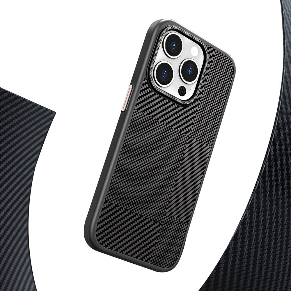 Apple iPhone 16 Pro Kılıf M-safe Şarj Özellikli Karbon Fiber Desenli Mutural Montage Kapak