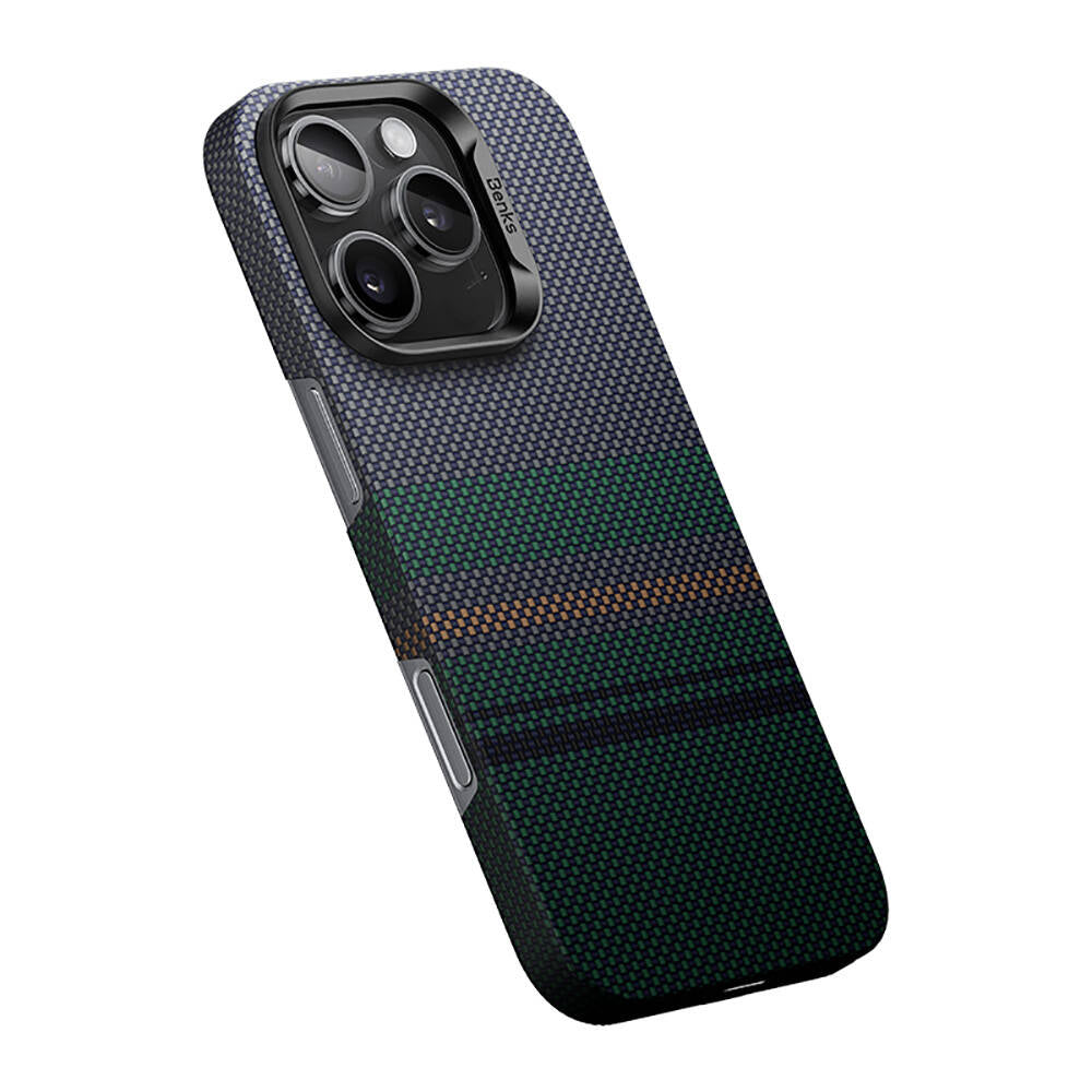 Apple iPhone 16 Pro Kılıf M-safe Şarj Özellikli Karbon Fiber Tasarımlı Benks Aurora ArmorAir Kevlar Kapak