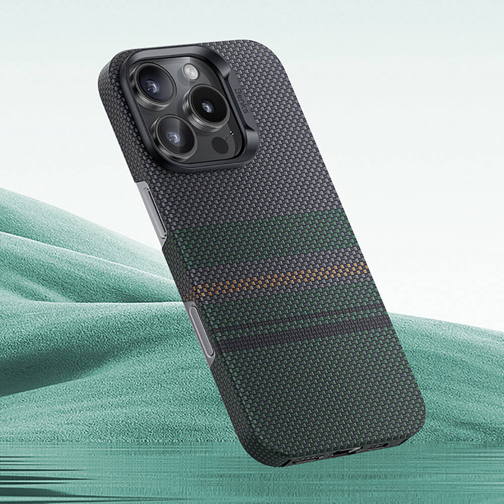 Apple iPhone 16 Pro Kılıf M-safe Şarj Özellikli Karbon Fiber Tasarımlı Benks Aurora ArmorAir Kevlar Kapak