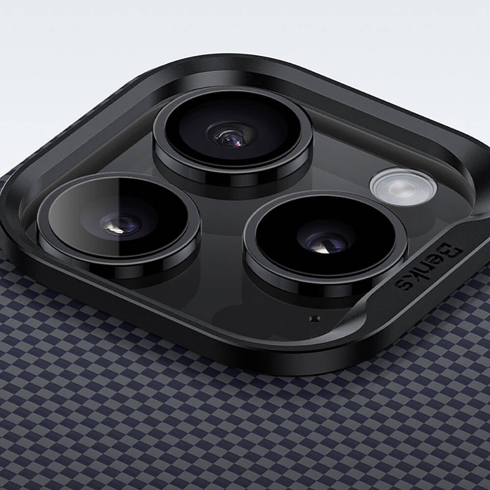 Apple iPhone 16 Pro Kılıf M-safe Şarj Özellikli Karbon Fiber Tasarımlı Benks Aurora ArmorPro Kevlar Kapak