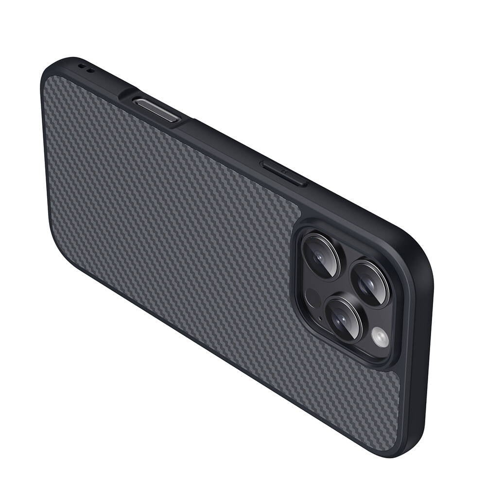 Apple iPhone 16 Pro Kılıf M-safe Şarj Özellikli Karbon Fiber Tasarımlı Zore Elnino Kapak