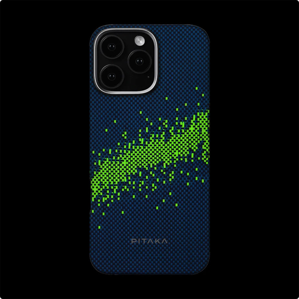 Apple iPhone 16 Pro Kılıf M-safe Şarj Özellikli Lumintex Teknolojili Fosforlu Özellikli Aramid Fiber Pitaka Tactile Woven Starpeak Serisi Milky Way Galaxy Kapak