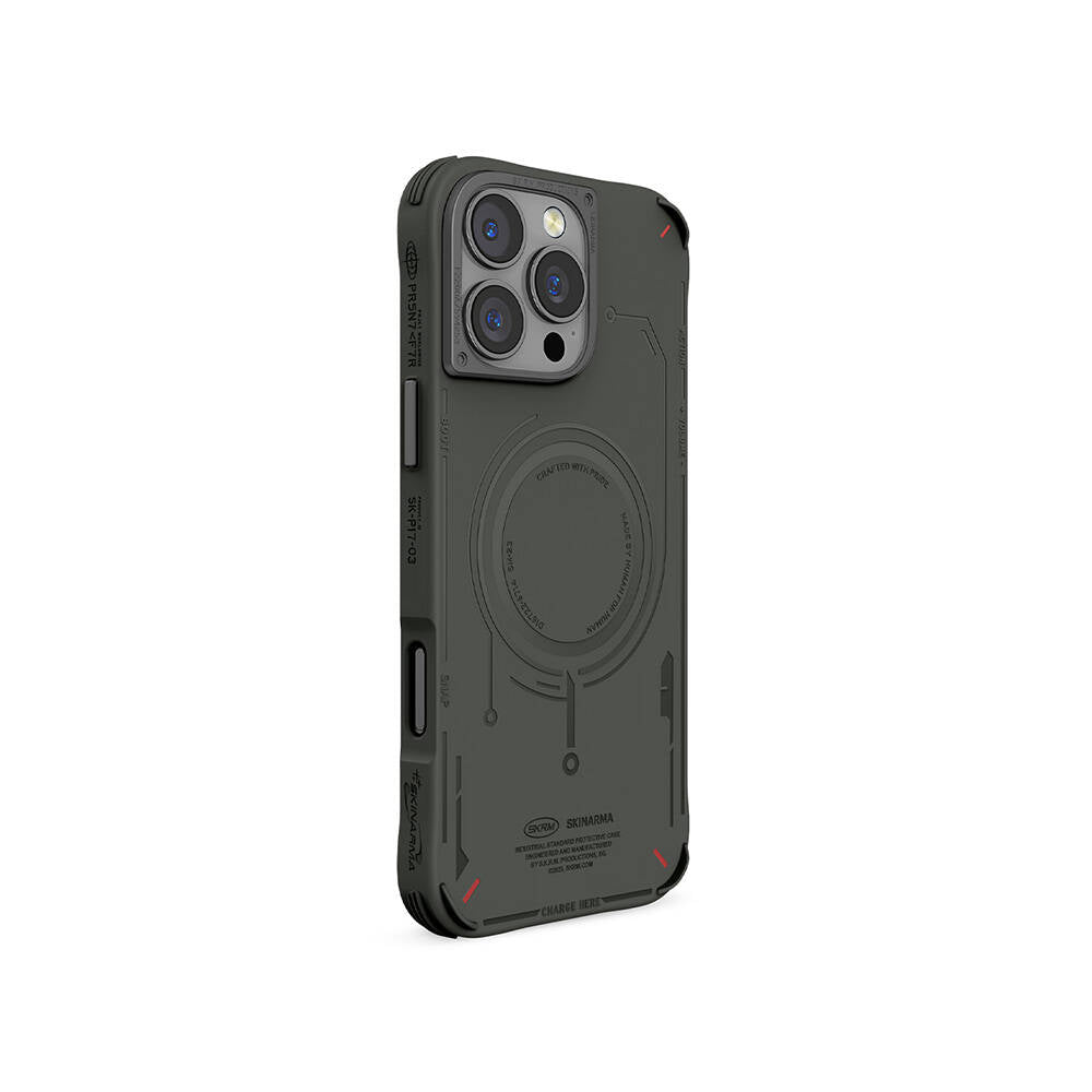 Apple iPhone 16 Pro Kılıf M-safe Şarj Özellikli Metal Kamera Çerçeveli Skinarma Mecha Serisi Kapak