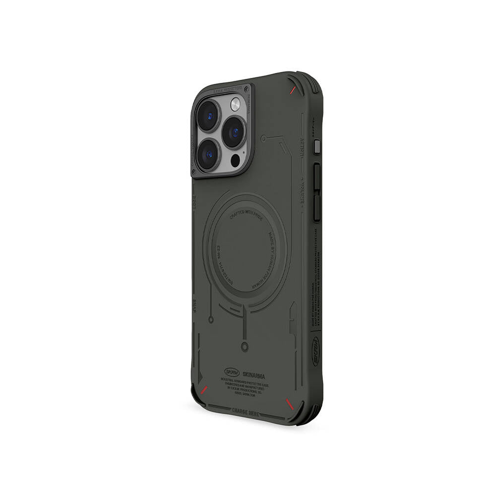 Apple iPhone 16 Pro Kılıf M-safe Şarj Özellikli Metal Kamera Çerçeveli Skinarma Mecha Serisi Kapak
