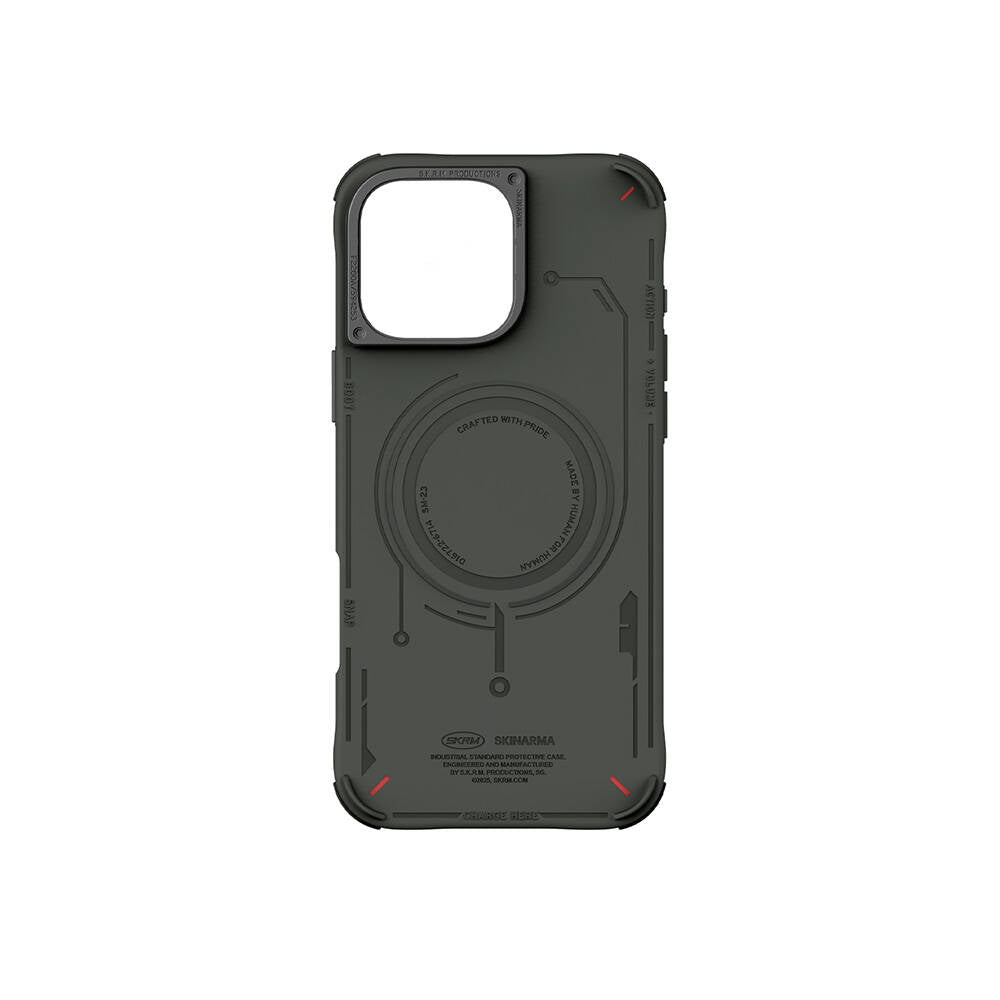 Apple iPhone 16 Pro Kılıf M-safe Şarj Özellikli Metal Kamera Çerçeveli Skinarma Mecha Serisi Kapak