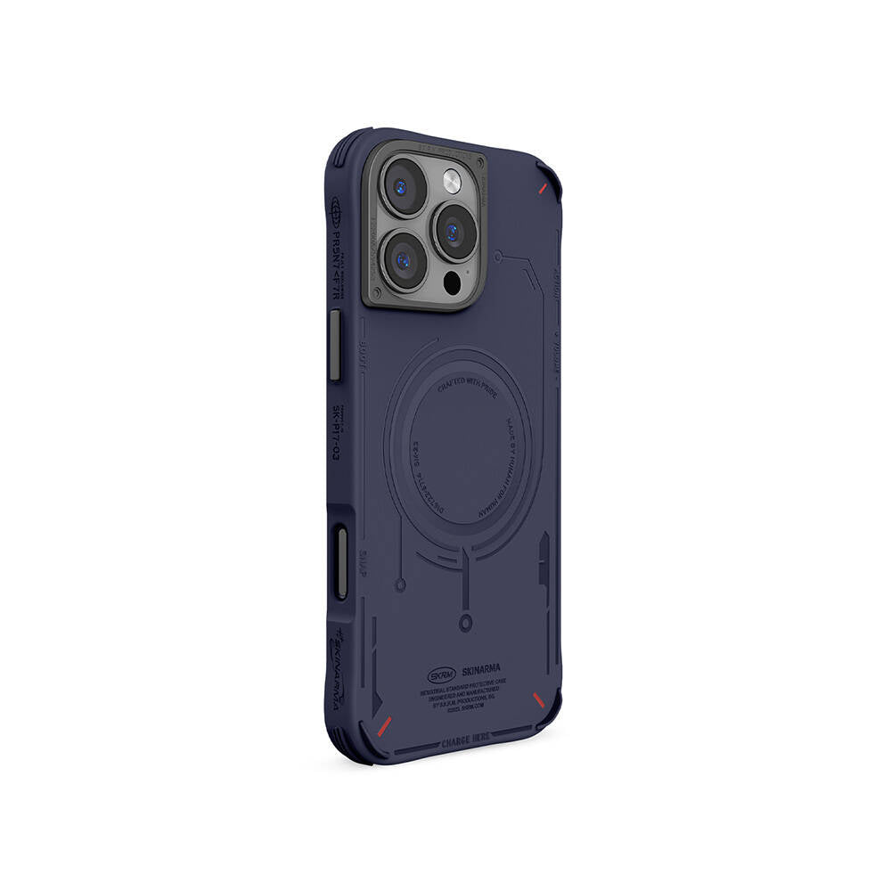 Apple iPhone 16 Pro Kılıf M-safe Şarj Özellikli Metal Kamera Çerçeveli Skinarma Mecha Serisi Kapak