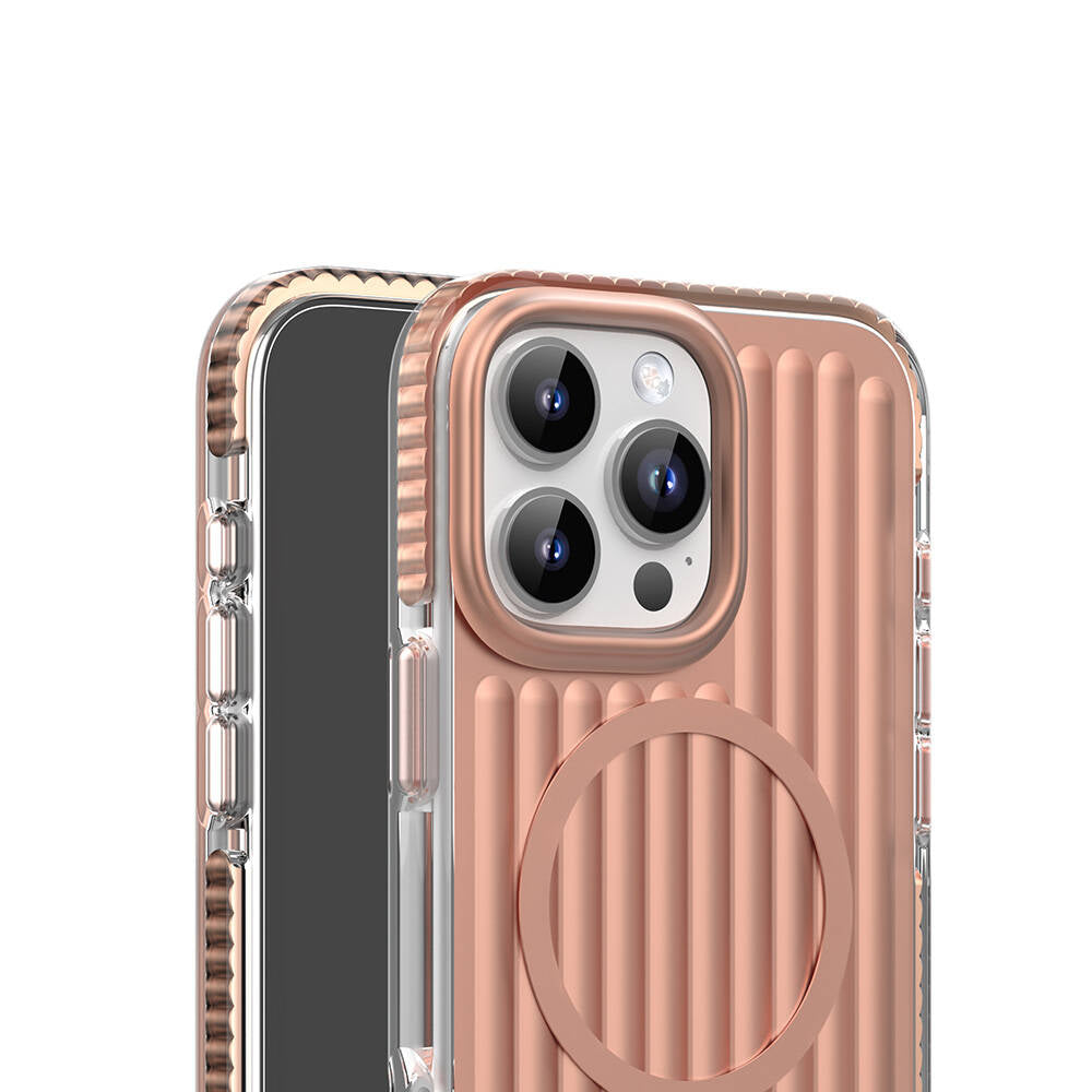 Apple iPhone 16 Pro Kılıf M-safe Şarj Özellikli Oyuklu Tasarım Mutural Bumpy Clear Kapak