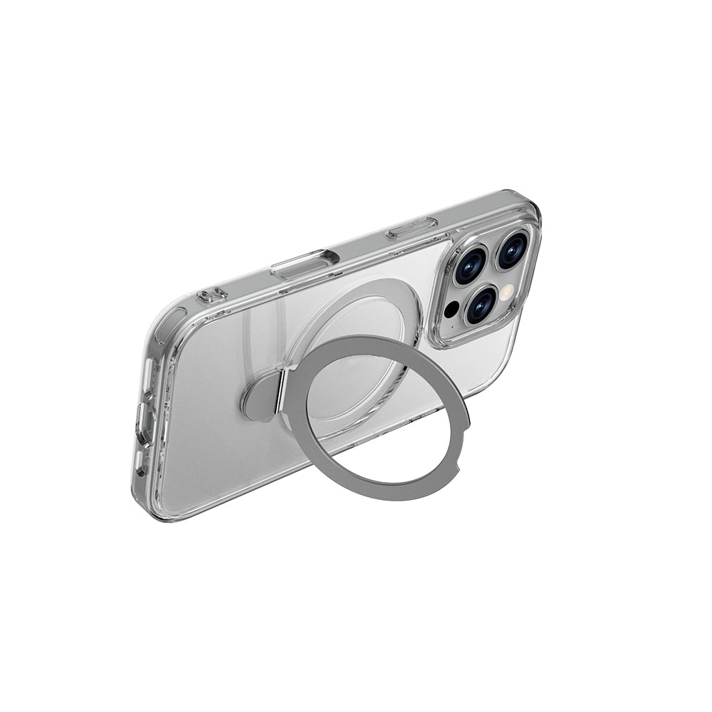 Apple iPhone 16 Pro Kılıf M-safe Şarj Özellikli Raptic Air Stand Serisi Buzlu Transparan Tasarımlı Standlı Kapak