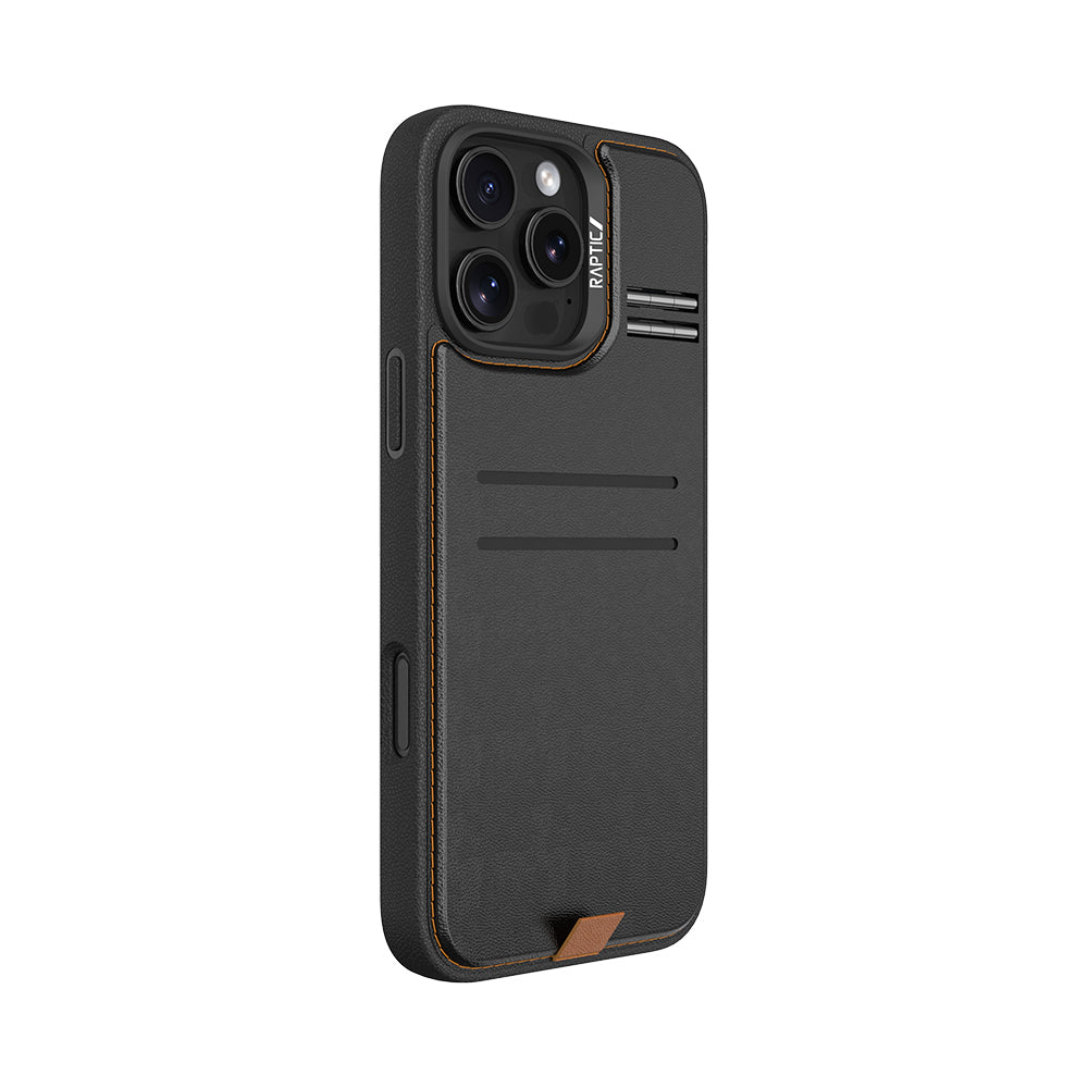 Apple iPhone 16 Pro Kılıf M-safe Şarj Özellikli Raptic Slim Wallet Serisi Deri Görünümlü Kartlıklı Standlı Kapak