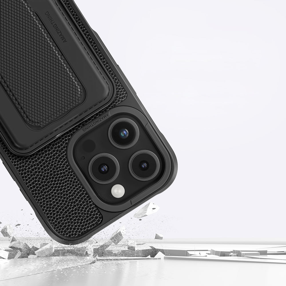 Apple iPhone 16 Pro Kılıf M-safe Şarj Özellikli Standlı Kartlıklı Set Amazingthing Glamour Luxe Serisi Kapak