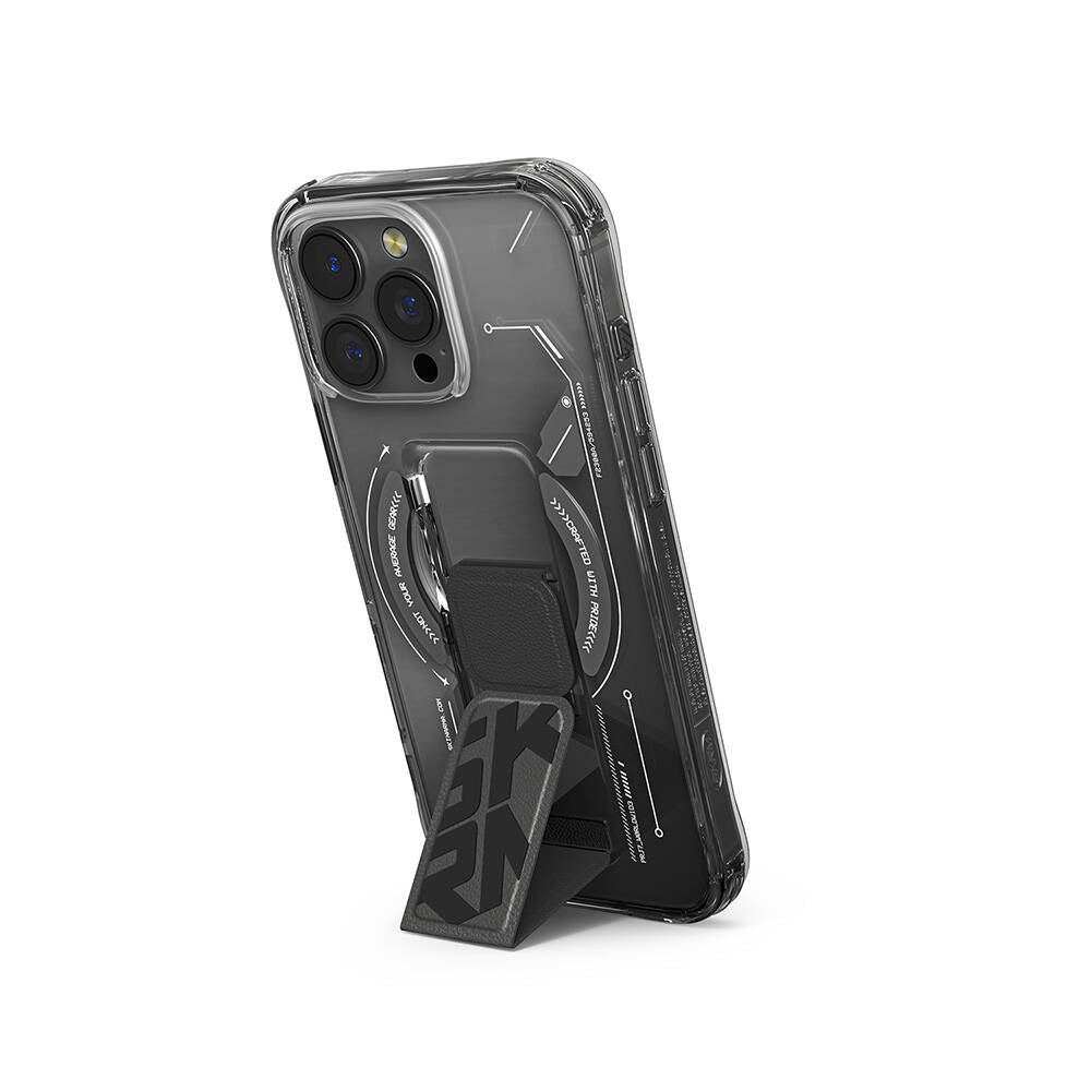 Apple iPhone 16 Pro Kılıf M-safe Şarj Özellikli Teknoloji Desenli Standlı Skinarma Helio Kapak