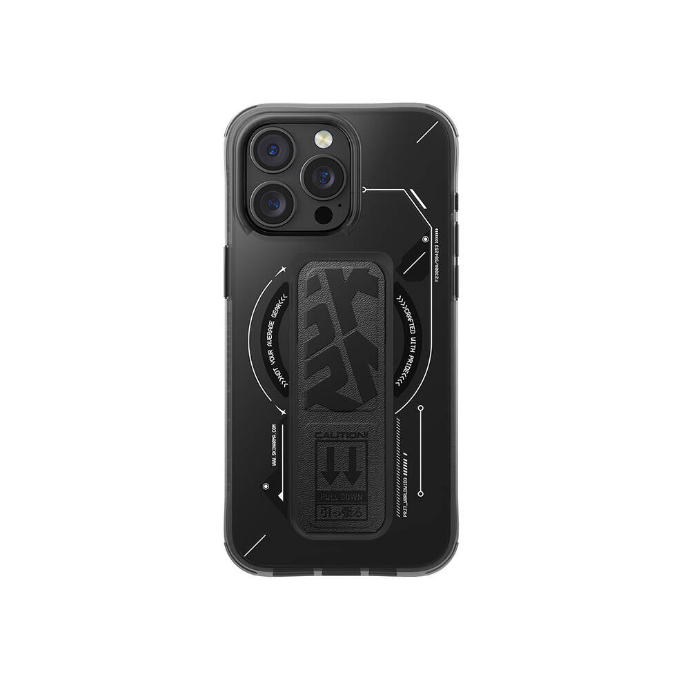 Apple iPhone 16 Pro Kılıf M-safe Şarj Özellikli Teknoloji Desenli Standlı Skinarma Helio Kapak