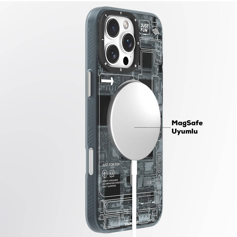 Apple iPhone 16 Pro Kılıf M-safe Şarj Özellikli Youngkit Technology Serisi Kapak