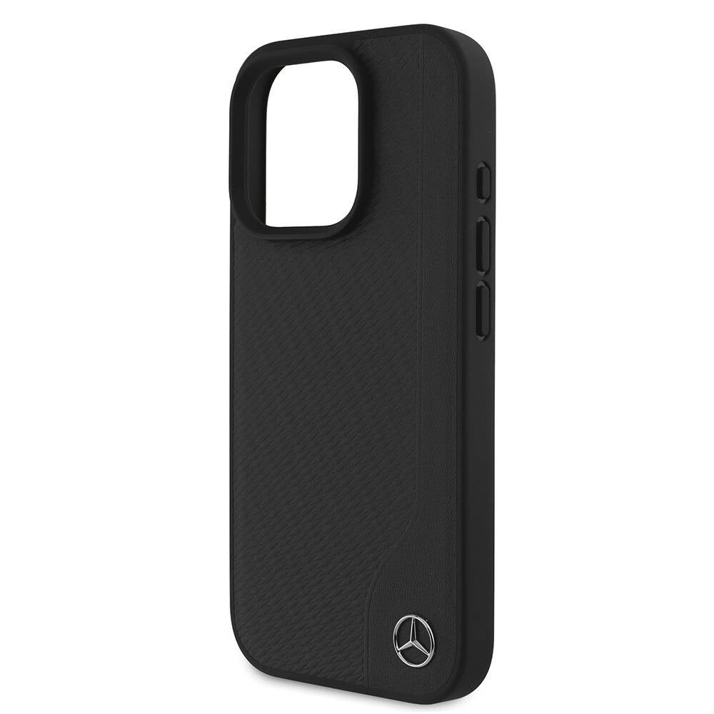 Apple iPhone 16 Pro Kılıf Mercedes Benz Orjinal Lisanslı M-safe Şarj Özellikli 3D Metal Logolu Wood Imitation Deri Kapak