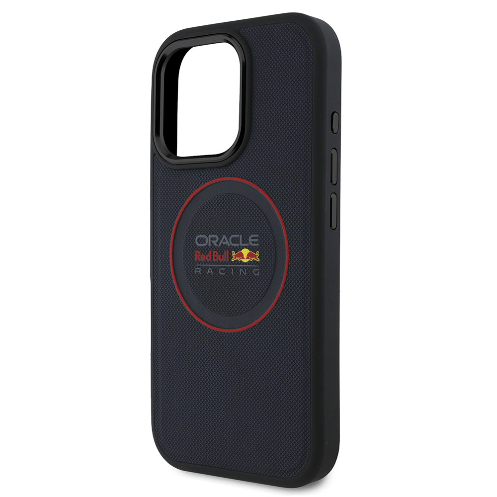 Apple iPhone 16 Pro Kılıf Redbull Orjinal Lisanslı M-safe Şarj Özellikli Kırmızı Halka ve Logo Kabartmalı PU Deri Kapak