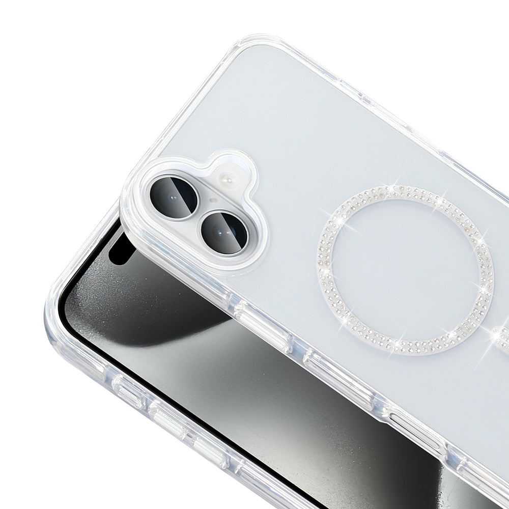 Apple iPhone 16 Pro Kılıf Taşlı Tasarım M-safe Şarj Özellikli Zore Koment Silikon Kapak