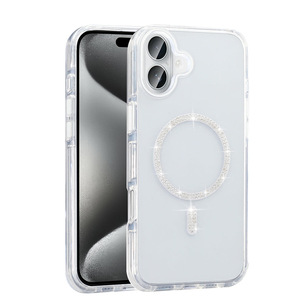 Apple iPhone 16 Pro Kılıf Taşlı Tasarım M-safe Şarj Özellikli Zore Koment Silikon Kapak