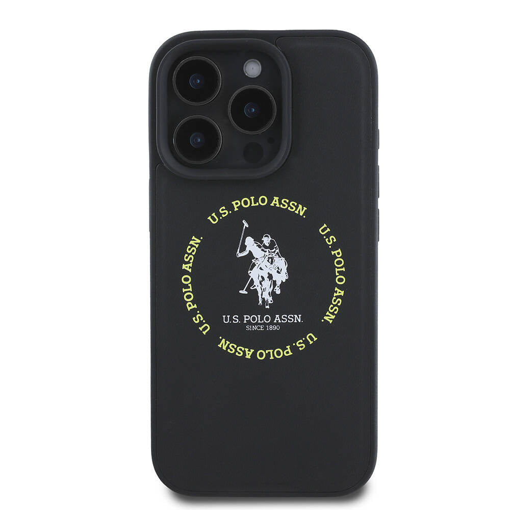 Apple iPhone 16 Pro Kılıf U.S. Polo Assn. Orjinal Lisanslı M-safe Şarj Özellikli Circle ve Double Horse Logolu Deri Kapak