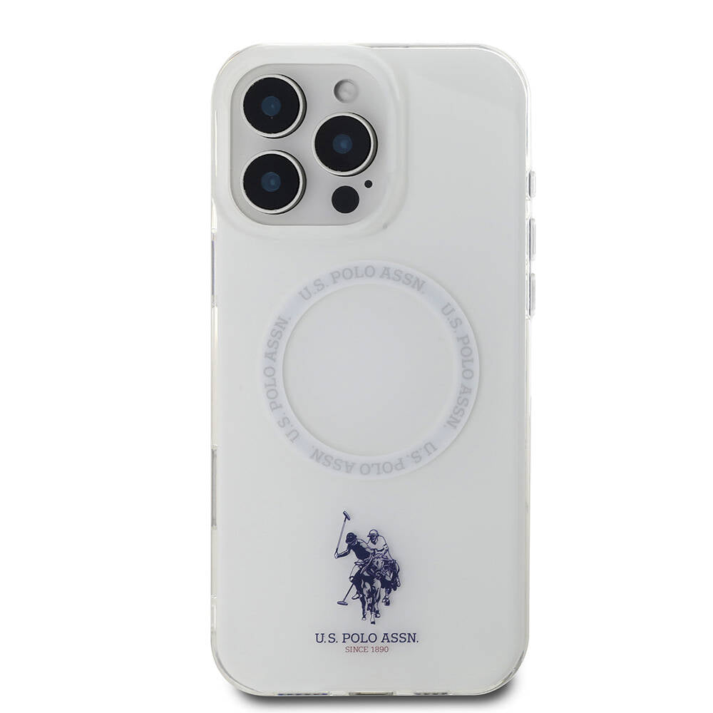 Apple iPhone 16 Pro Kılıf U.S. Polo Assn. Orjinal Lisanslı M-safe Şarj Özellikli IML Double Horse Logolu Ring Kapak