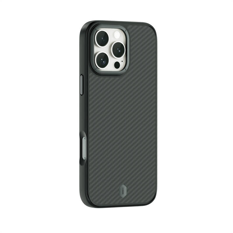 Apple iPhone 16 Pro Kılıf Wiwu DCC-205 M-safe Şarj Özellikli Aramid Fiber Tasarım Kevlar Kapak