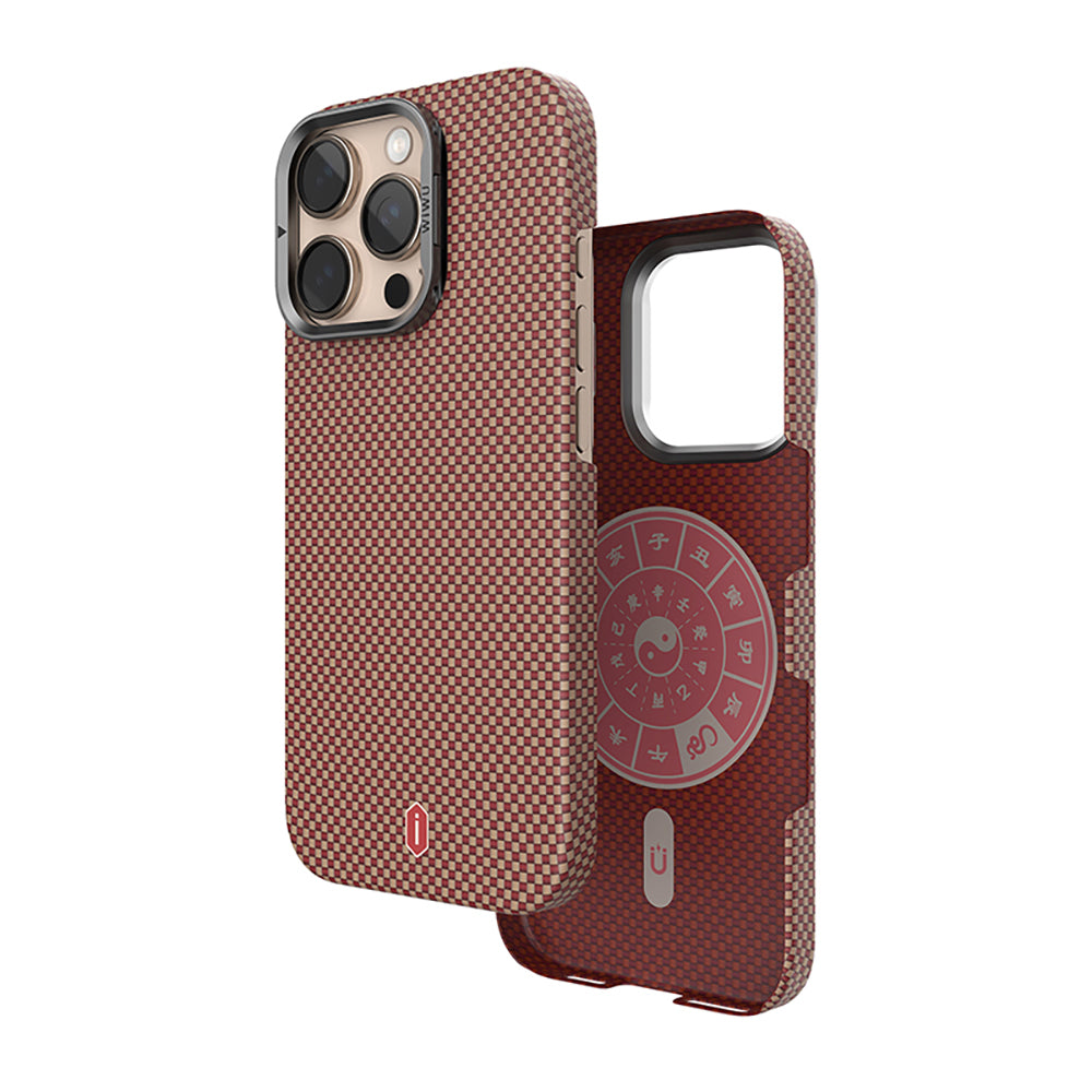 Apple iPhone 16 Pro Kılıf Wiwu DCC-208 M-safe Şarj Özellikli Kamera Standlı Aramid Fiber Tasarım Kevlar Kapak