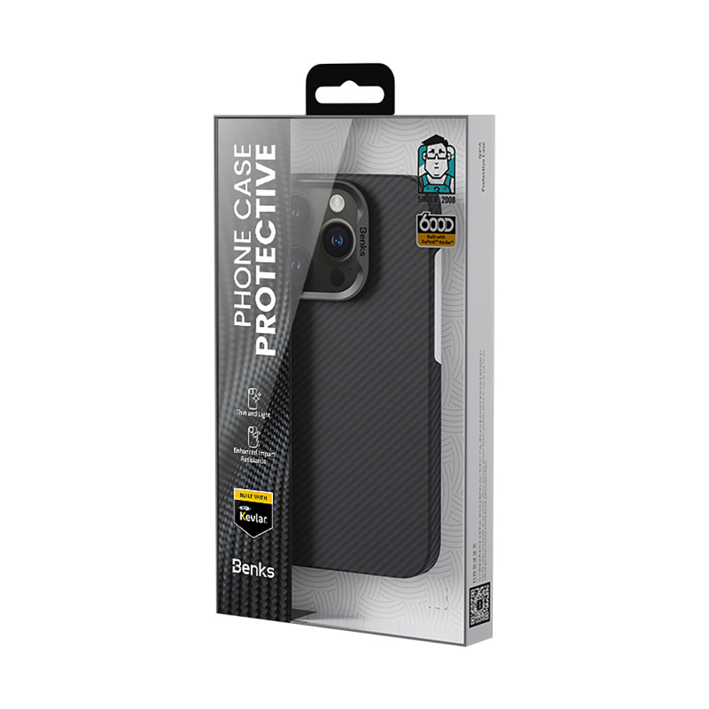 Apple iPhone 16 Pro Max Kılıf Benks M-safe Şarj Özellikli Metal Kamera Çerçeveli Magnetik ArmorAir 600D Kevlar Fiber Kapak