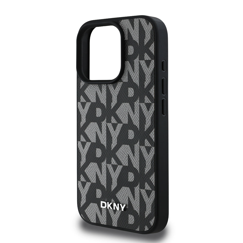 Apple iPhone 16 Pro Max Kılıf DKNY Orjinal Lisanslı M-safe Şarj Özellikli 3D Yazılı Grid Pattern Kapak