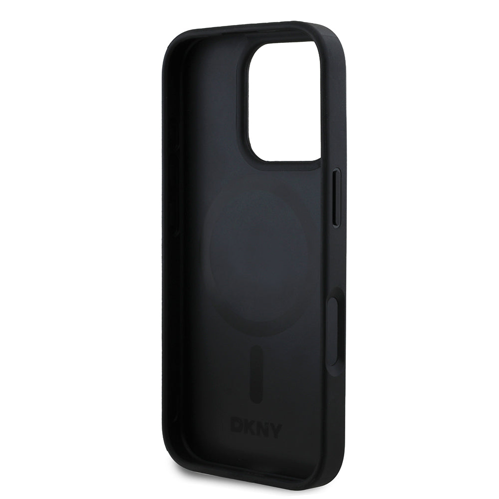 Apple iPhone 16 Pro Max Kılıf DKNY Orjinal Lisanslı M-safe Şarj Özellikli 3D Yazılı Grid Pattern Kapak