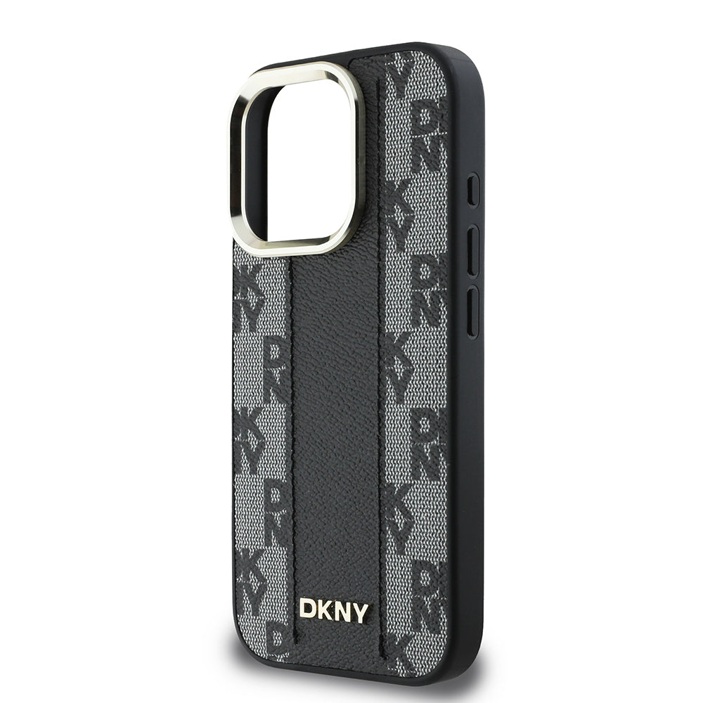 Apple iPhone 16 Pro Max Kılıf DKNY Orjinal Lisanslı M-safe Şarj Özellikli 3D Yazılı Checkered Pattern Kapak