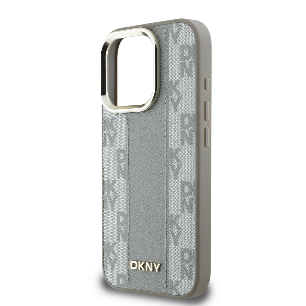 Apple iPhone 16 Pro Max Kılıf DKNY Orjinal Lisanslı M-safe Şarj Özellikli 3D Yazılı Checkered Pattern Kapak