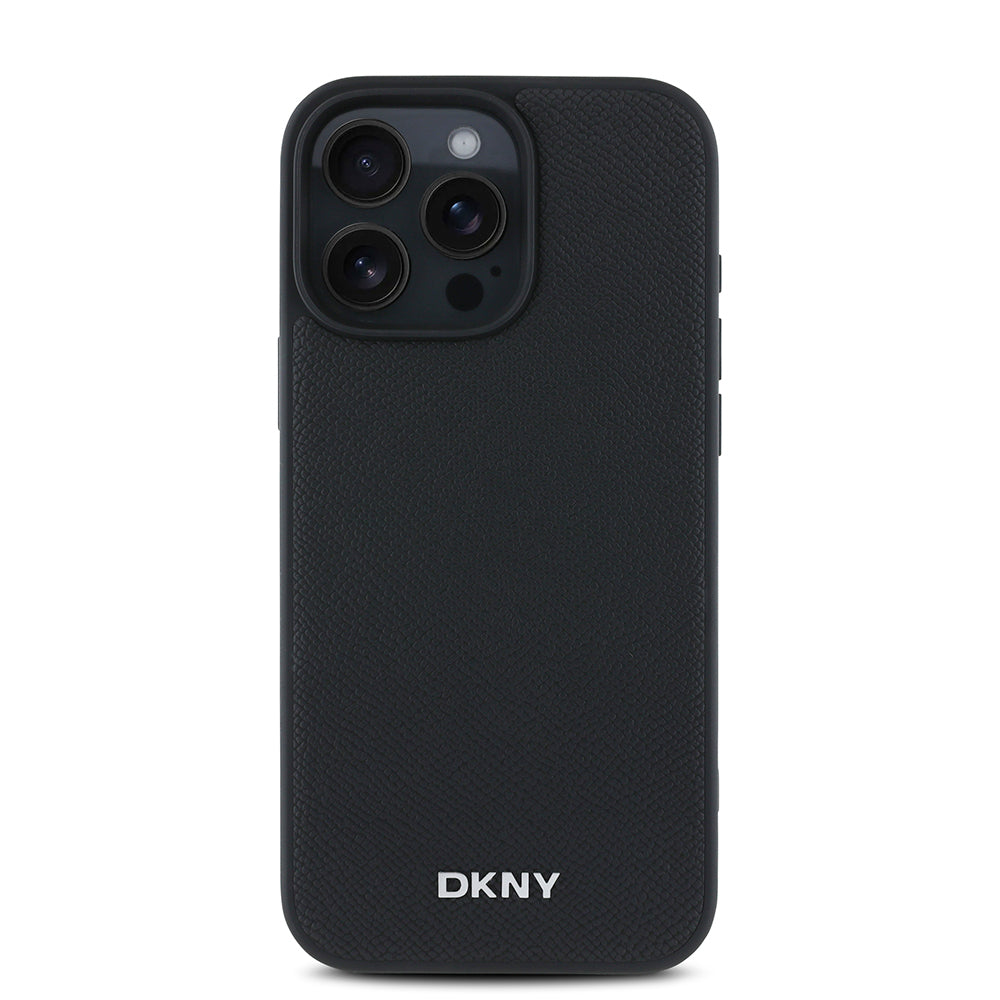 Apple iPhone 16 Pro Max Kılıf DKNY Orjinal Lisanslı M-safe Şarj Özellikli Metal Logolu PU Deri Grained Kapak