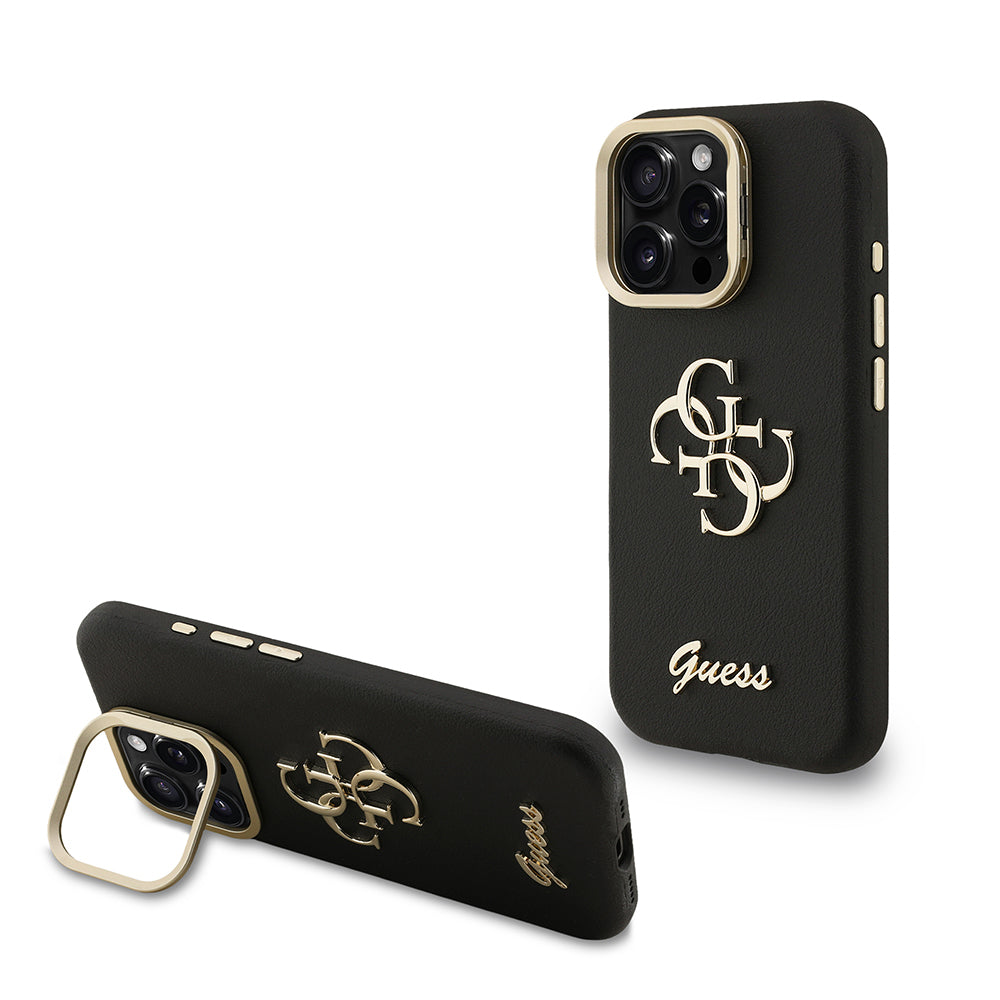 Apple iPhone 16 Pro Max Kılıf Guess Orjinal Lisanslı Grained Yazı Logolu Kamera Standlı Kapak